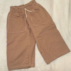 Zara Kids Wide-Leg Drawstring Sweatpants in Tan